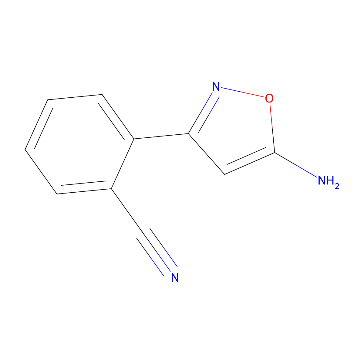 2-(5-Amino-1,2-oxazol-3-yl)benzonitrile molecular structure, CAS 119162-74-2