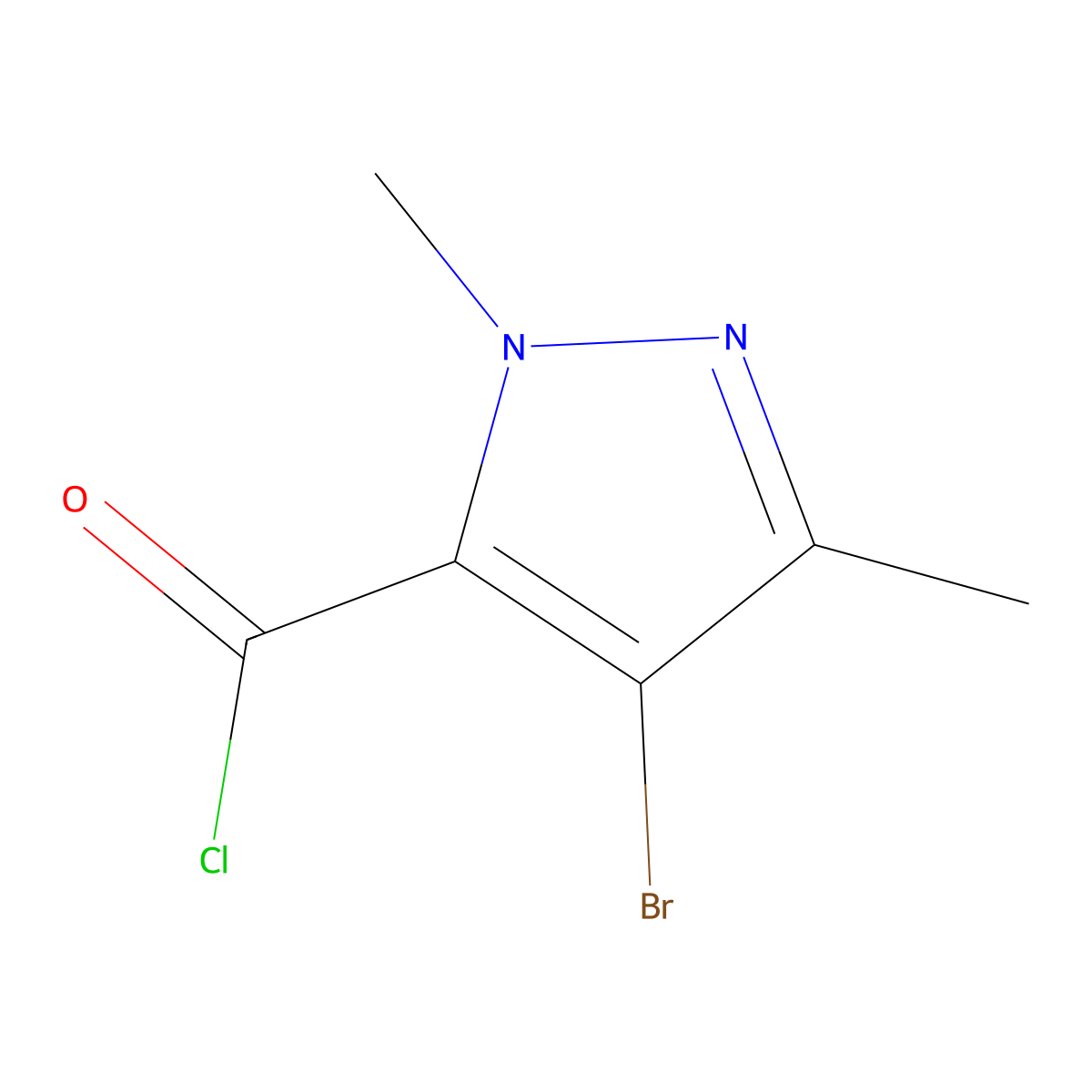 4-bromo-1,3-dimethyl-1H-pyrazole-5-carbonyl chloride molecular structure, CAS 119169-62-9