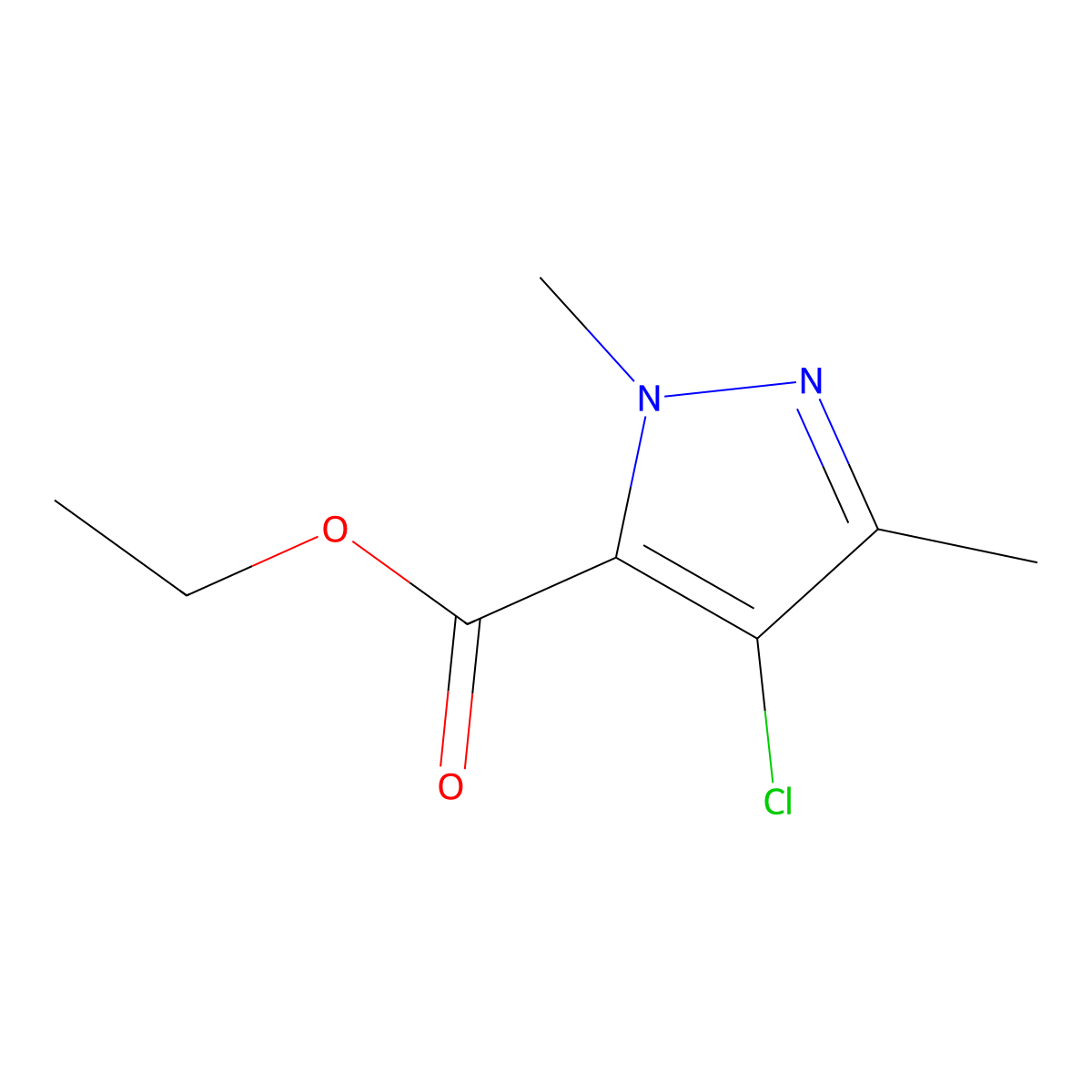 Ethyl 4-chloro-1,3-dimethyl-1H-pyrazole-5-carboxylate molecular structure, CAS 119169-63-0