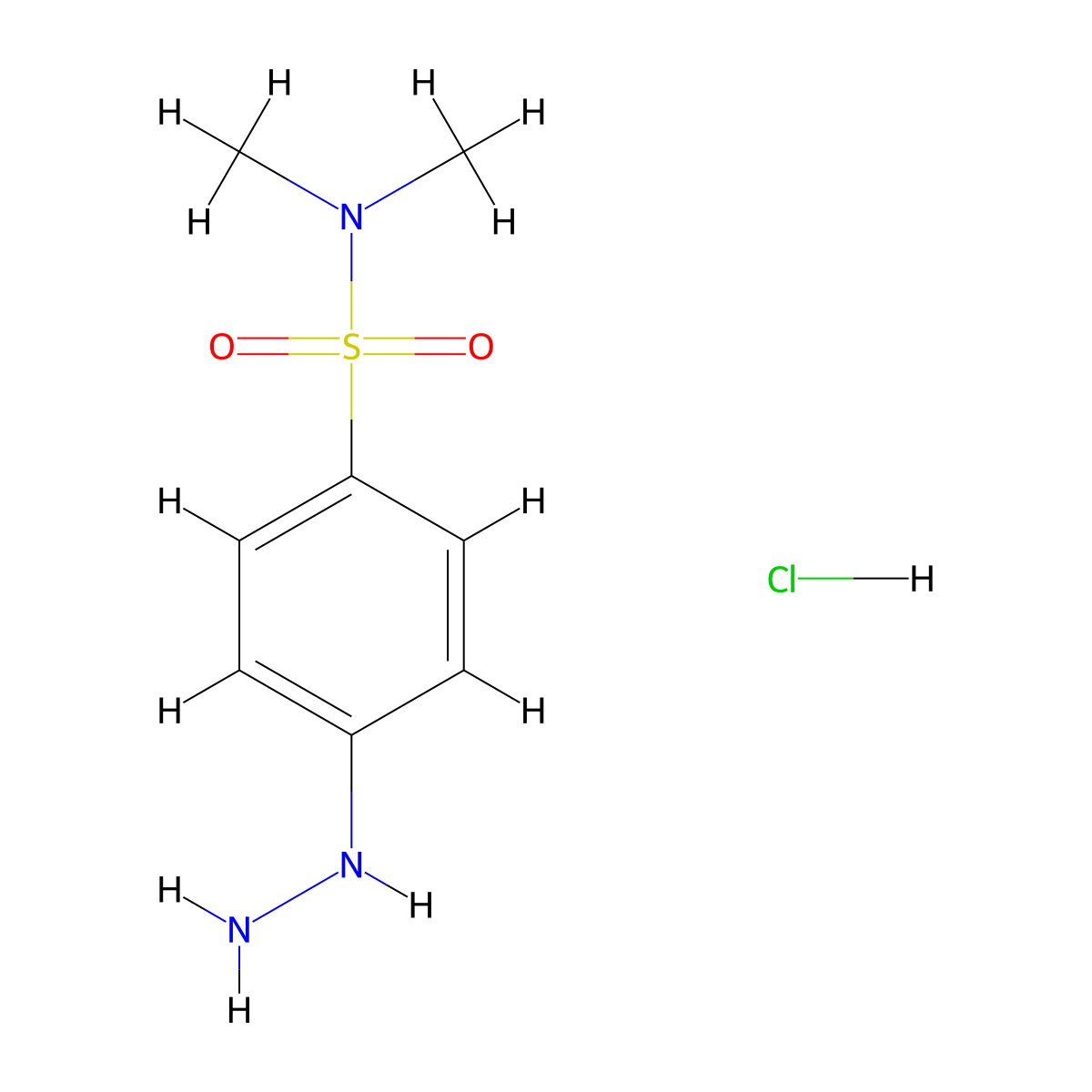4-hydrazinyl-N,N-dimethylbenzene-1-sulfonamide hydrochloride molecular structure, CAS 119185-57-8