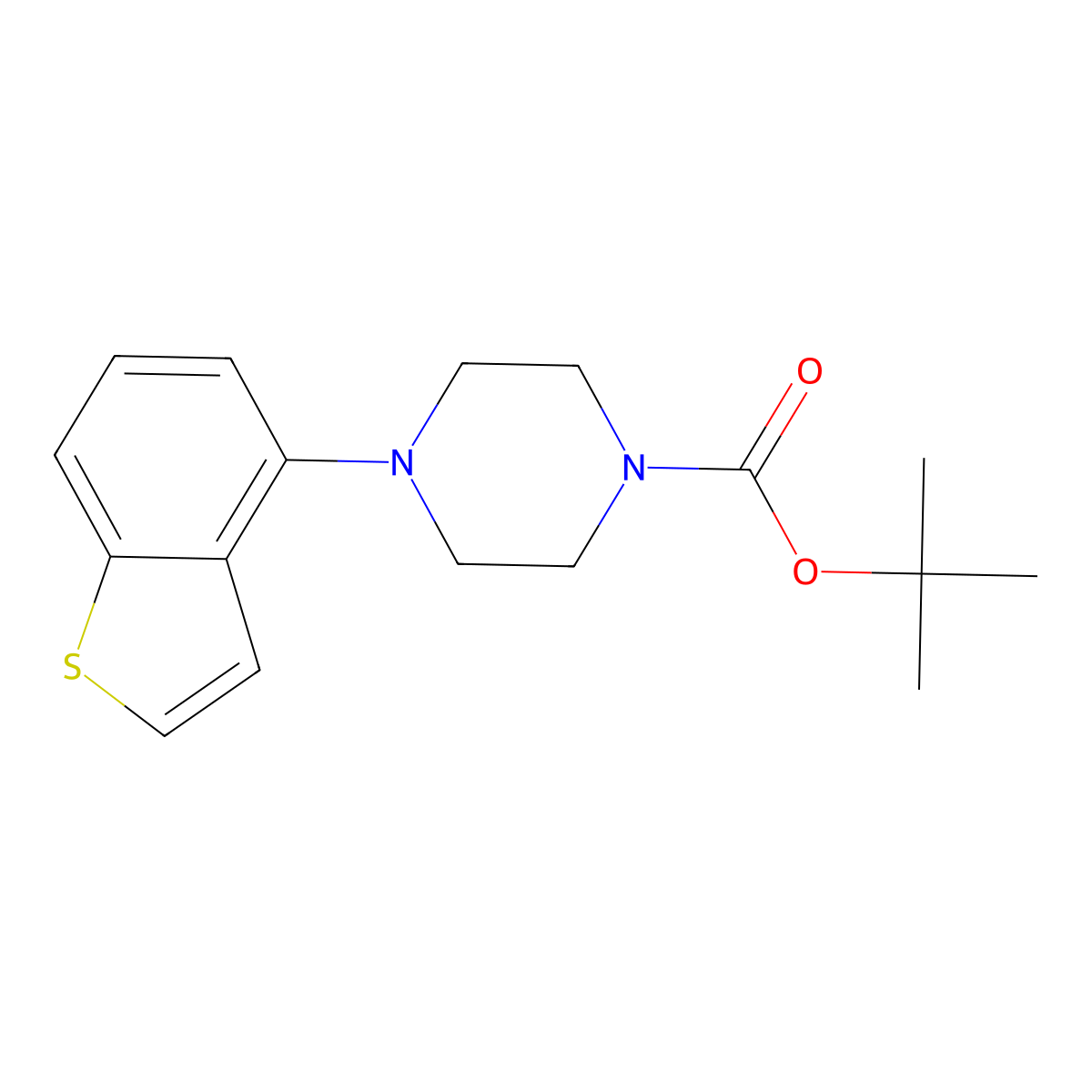Tert-butyl 4-(benzo[b]thiophen-4-yl)piperazine-1-carboxylate molecular structure, CAS 1191901-07-1