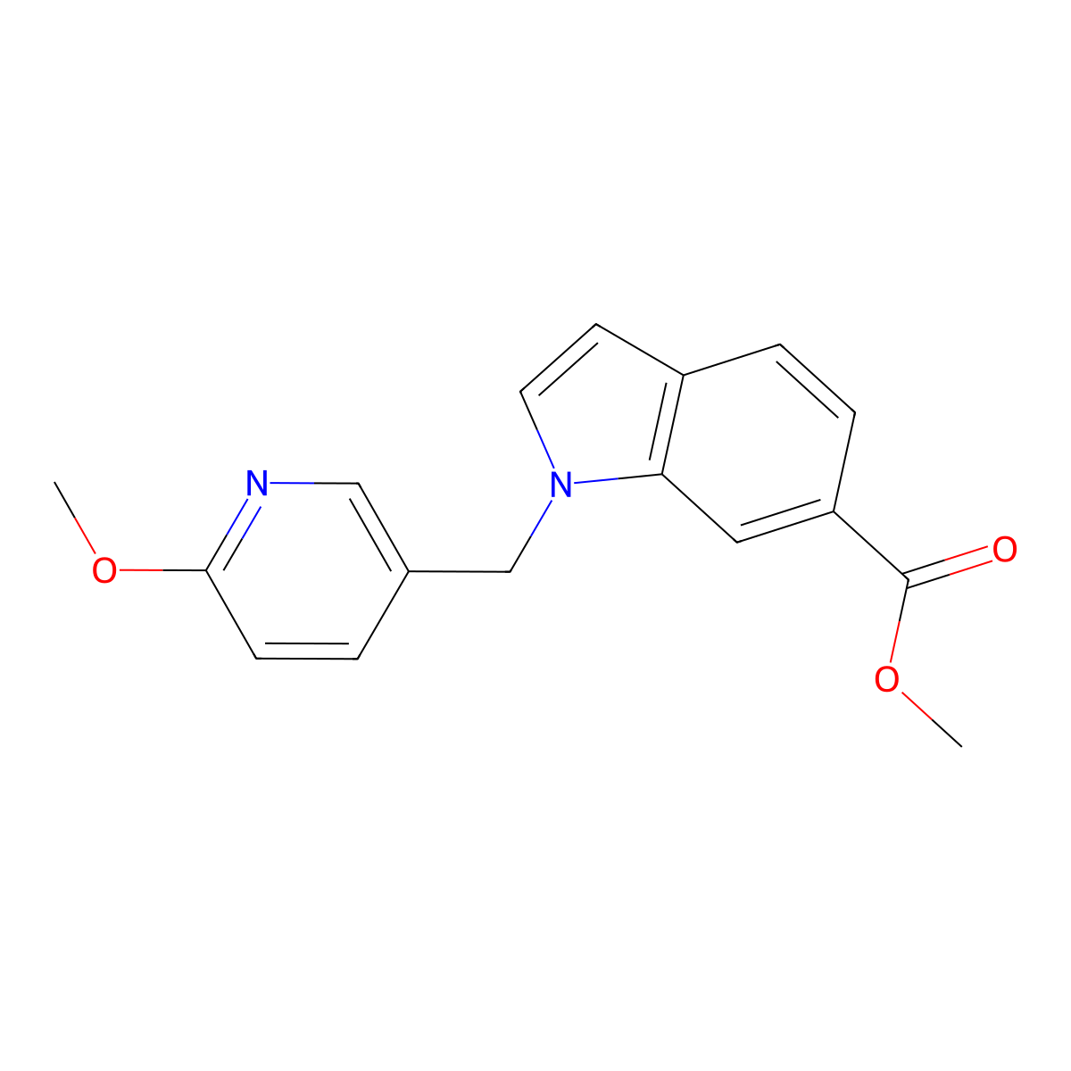 Methyl 1-((6-methoxypyridin-3-yl)methyl)-1H-indole-6-carboxylate molecular structure, CAS 1191905-07-3