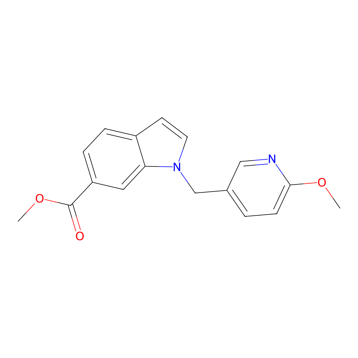 Methyl 1-((6-methoxypyridin-3-yl)methyl)-1H-indole-6-carboxylate molecular structure, CAS 1191905-07-3