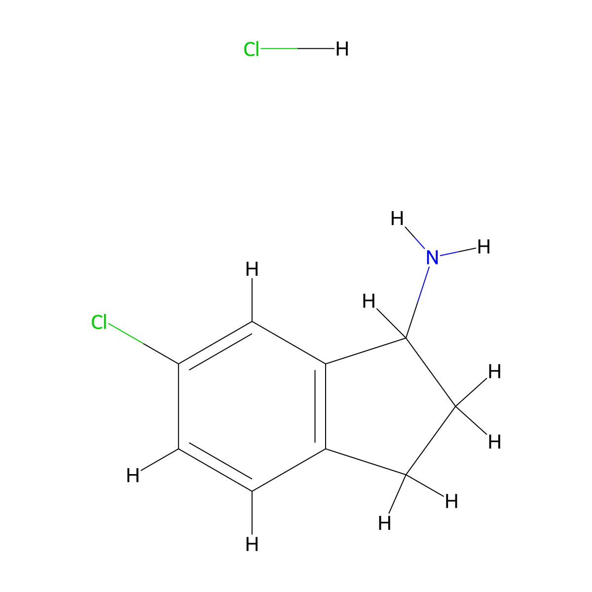 6-chloro-2,3-dihydro-1H-inden-1-amine hydrochloride molecular structure, CAS 1191908-38-9