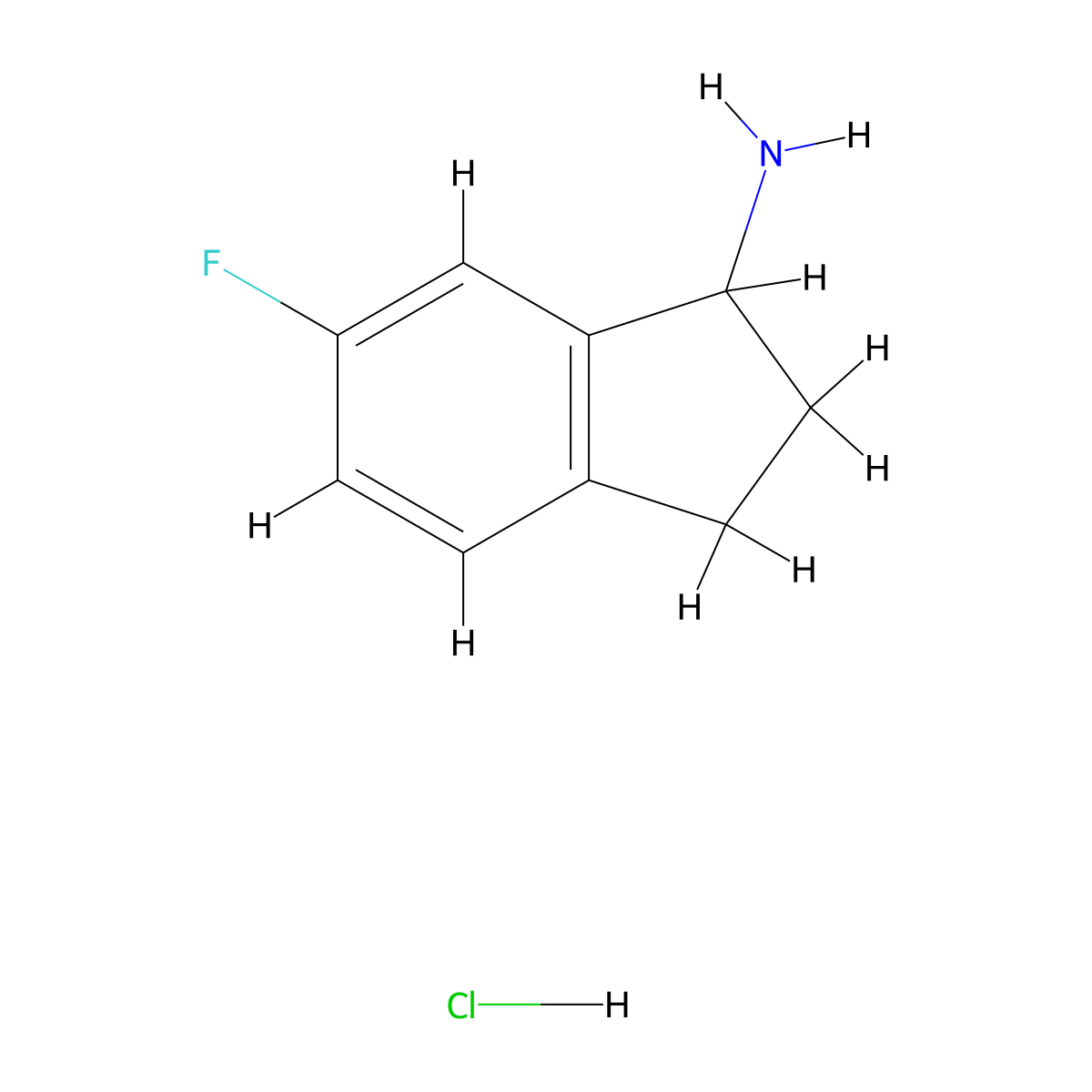 6-fluoro-2,3-dihydro-1H-inden-1-amine hydrochloride molecular structure, CAS 1191908-44-7