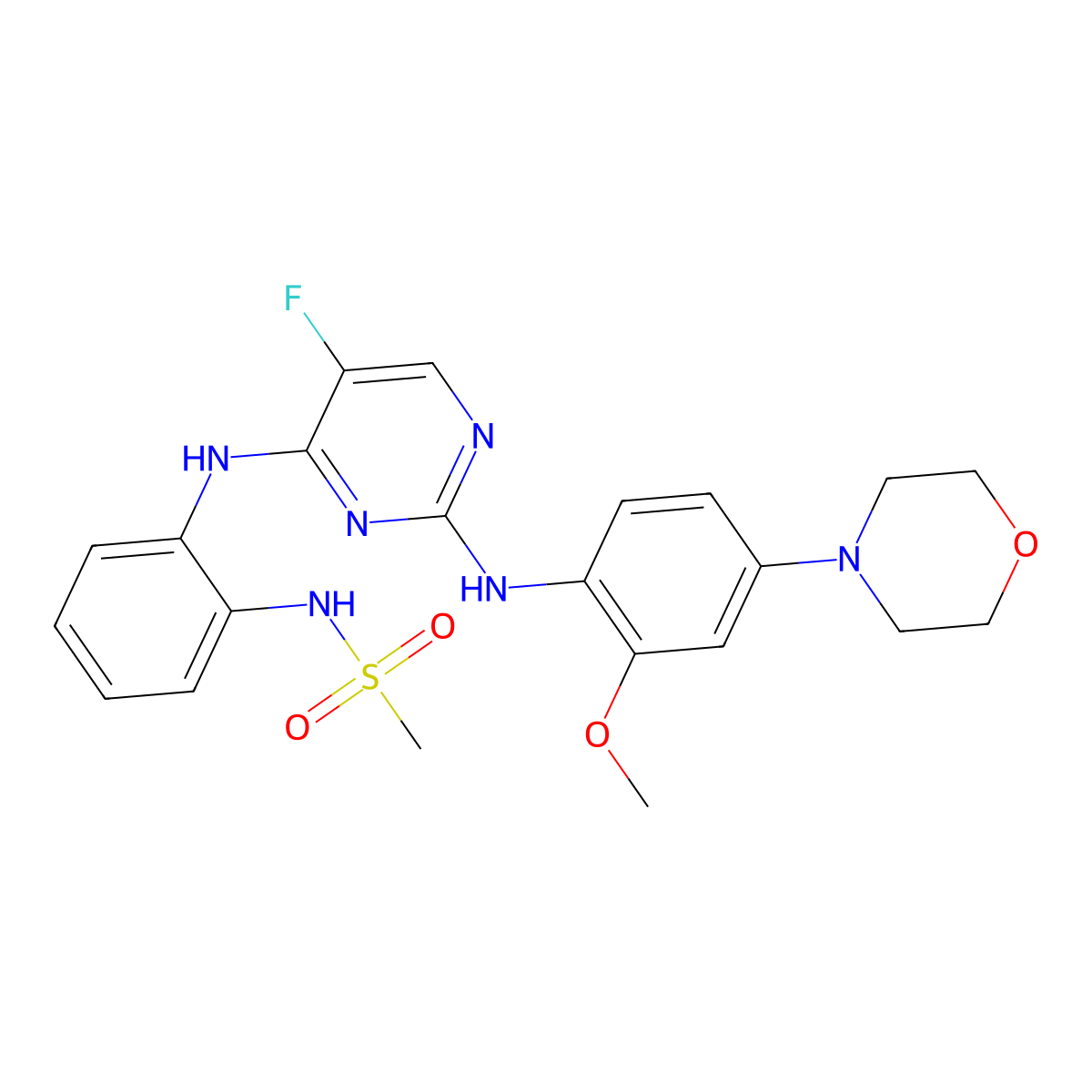 N-(2-(2-(2-Methoxy-4-morpholinophenylamino)-5-fluoropyrimidin-4-ylamino)phenyl)methanesulfonamide molecular structure, CAS 1191911-26-8