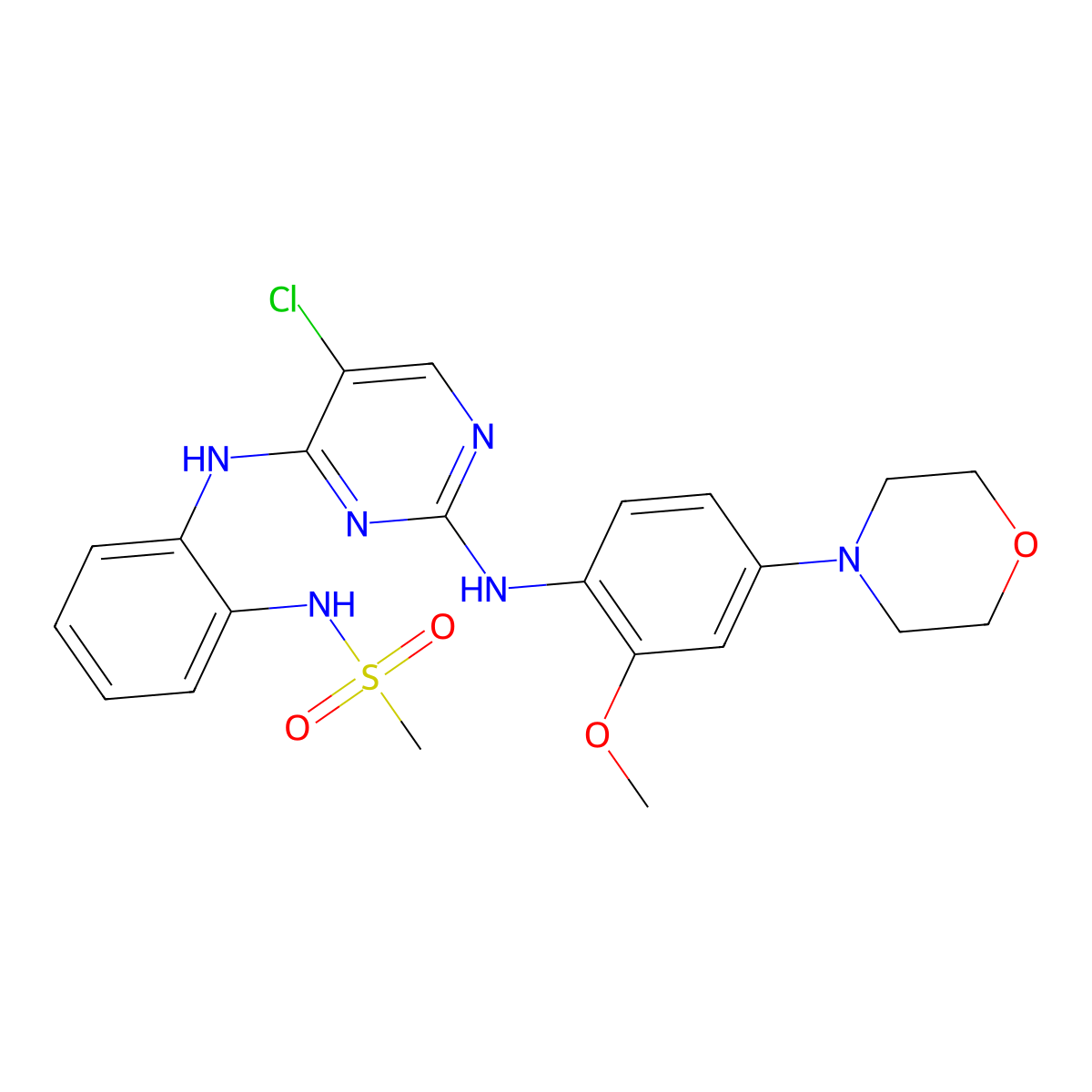 N-(2-((5-Chloro-2-((2-methoxy-4-morpholinophenyl)amino)pyrimidin-4-yl)amino)phenyl)methanesulfonamide molecular structure, CAS 1191911-27-9