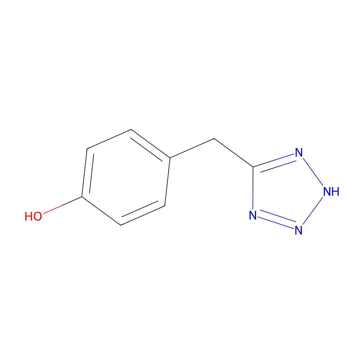 4-(2H-Tetrazol-5-ylmethyl)phenol molecular structure, CAS 119192-12-0