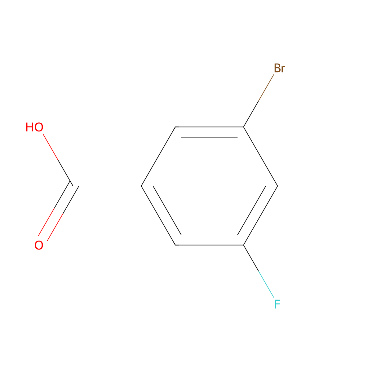 3-Bromo-5-fluoro-4-methylbenzoic acid molecular structure, CAS 1191988-29-0