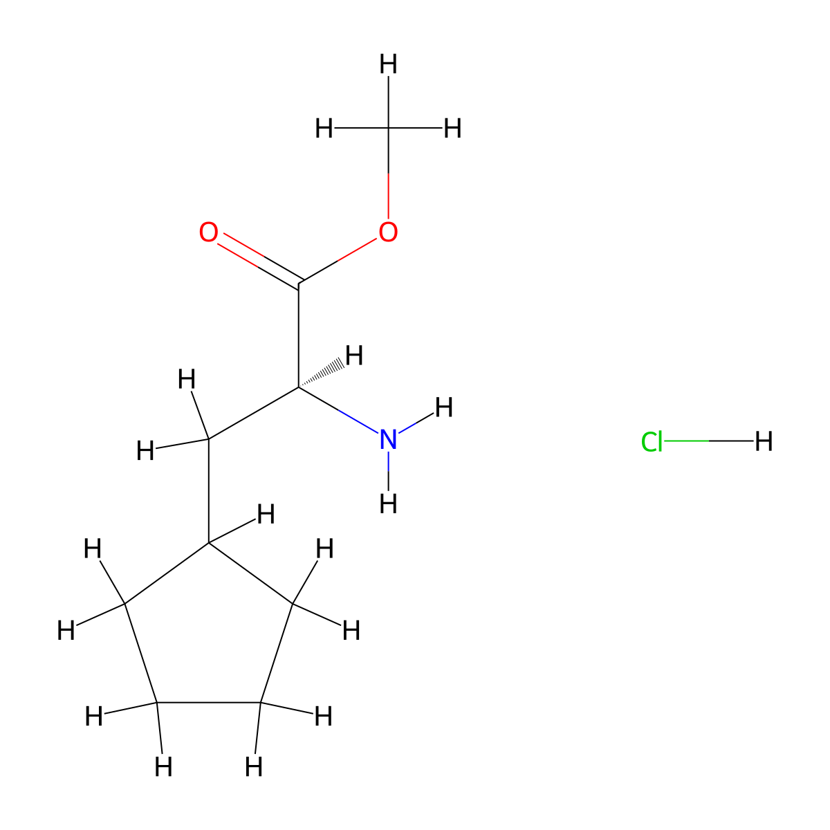 (S)-Methyl 2-amino-3-cyclopentylpropanoate hydrochloride molecular structure, CAS 1191996-99-2
