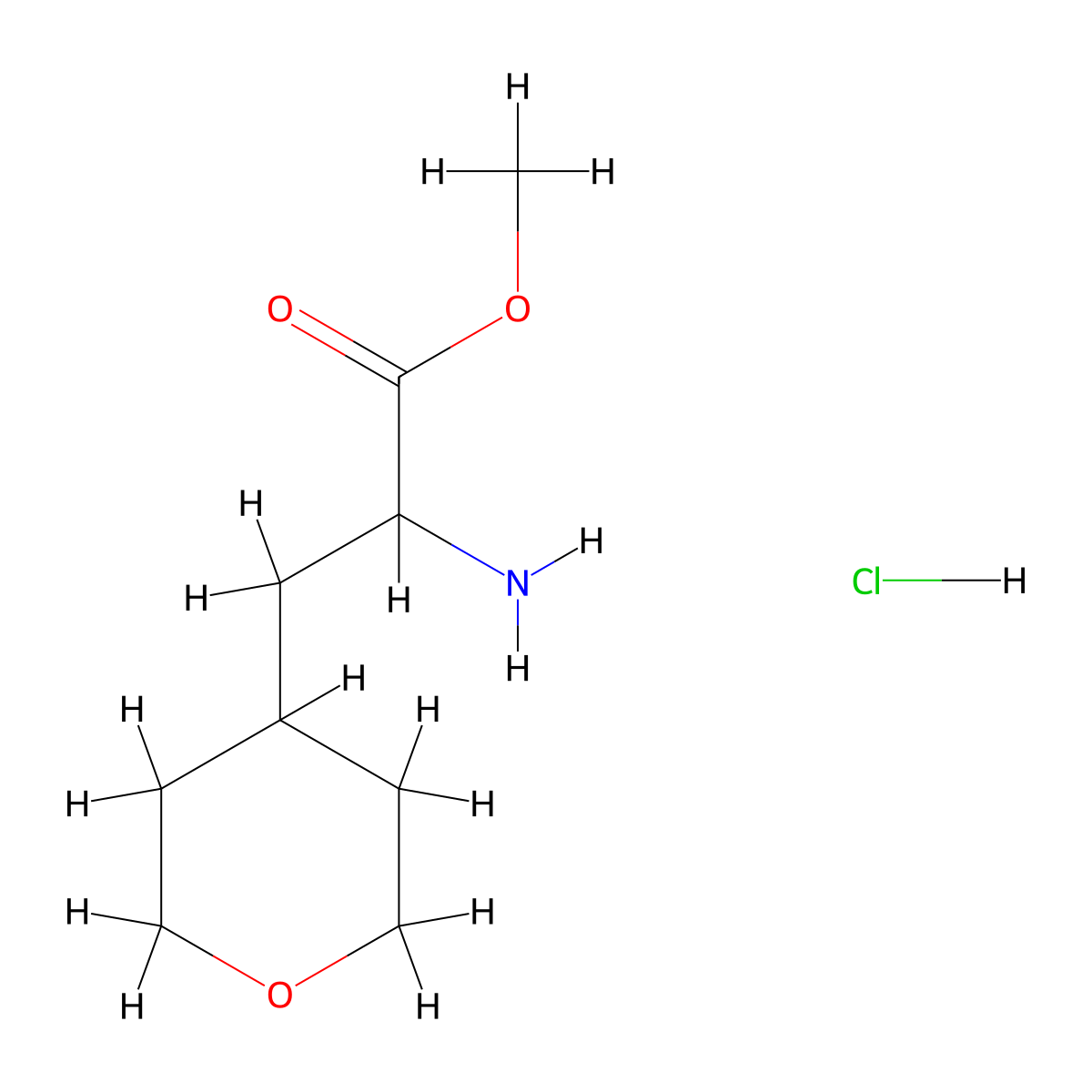 Methyl 2-amino-3-(oxan-4-yl)propanoate hydrochloride molecular structure, CAS 1191997-33-7