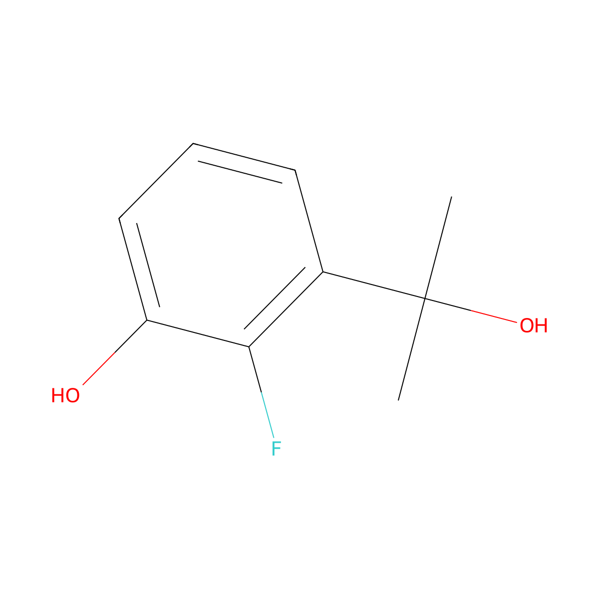 2-Fluoro-3-(2-hydroxypropan-2-yl)phenol molecular structure, CAS 1191999-10-6