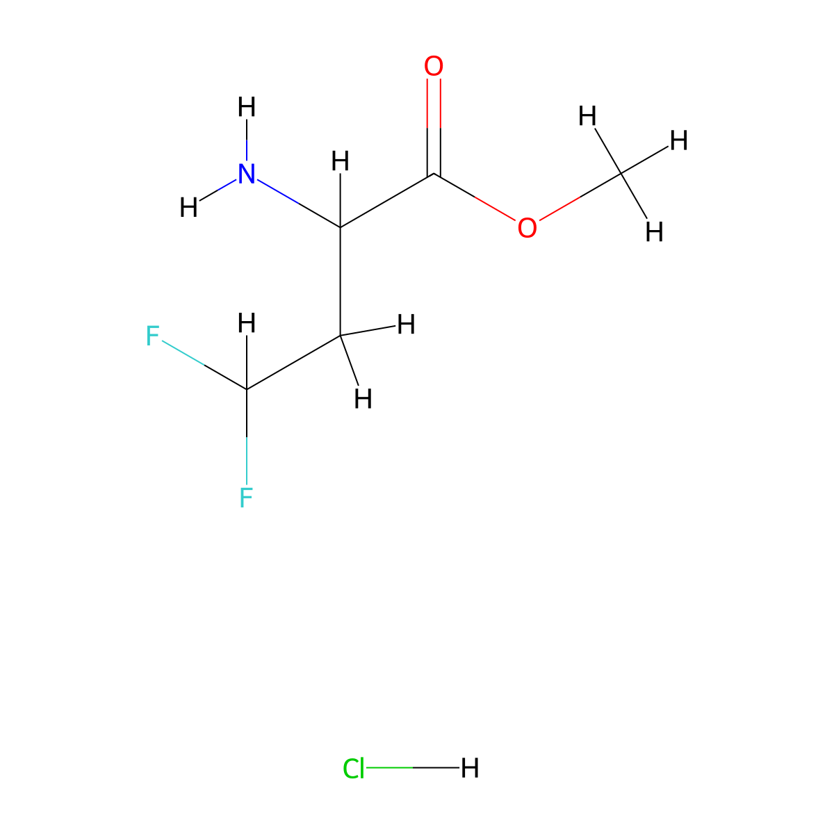 Methyl 2-amino-4,4-difluorobutanoate hydrochloride molecular structure, CAS 1192000-88-6