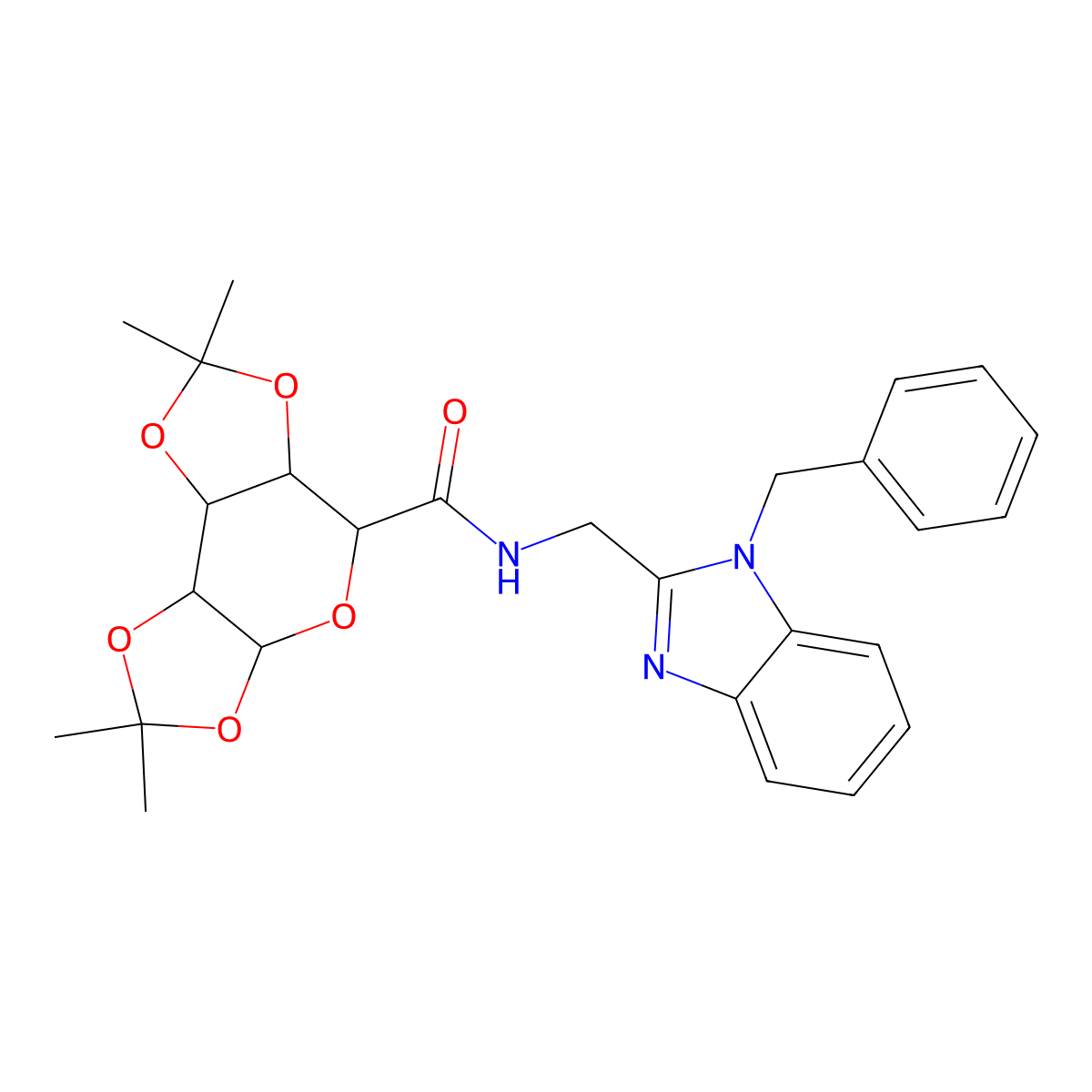 N-[(1-benzyl-1H-1,3-benzodiazol-2-yl)methyl]-4,4,11,11-tetramethyl-3,5,7,10,12-pentaoxatricyclo[7.3.0.0^{2,6}]dodecane-8-carboxamide molecular structure, CAS 1192005-63-2