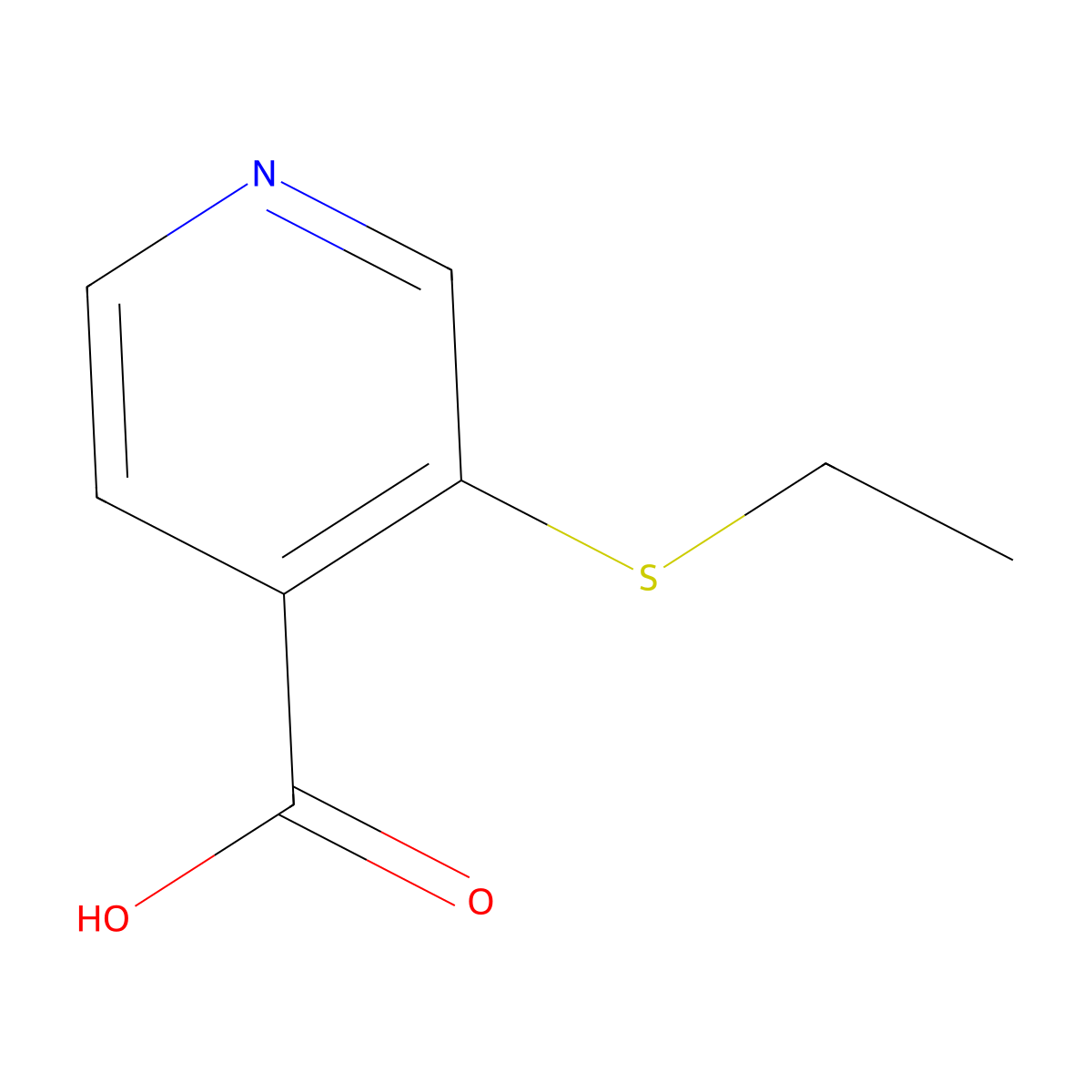 3-(Ethylsulfanyl)pyridine-4-carboxylic acid molecular structure, CAS 1192021-94-5