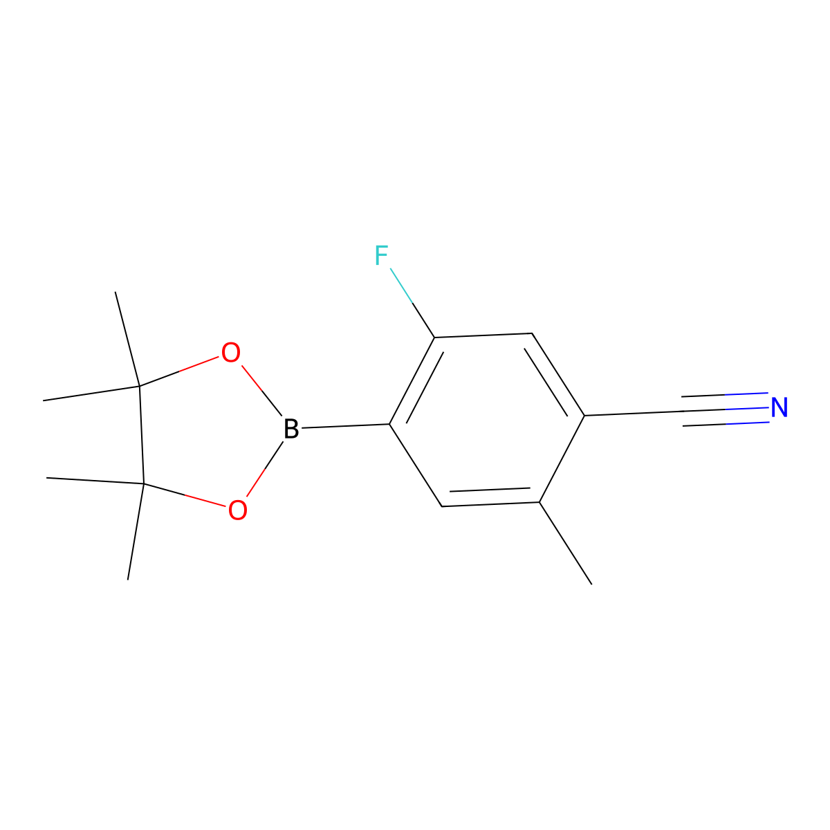 5-Fluoro-2-methyl-4-(4,4,5,5-tetramethyl-1,3,2-dioxaborolan-2-YL)benzonitrile molecular structure, CAS 1192023-08-7