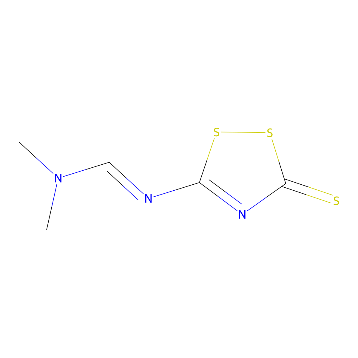 N,N-dimethyl-N'-(5-sulfanylidene-1,2,4-dithiazol-3-yl)methanimidamide molecular structure, CAS 1192027-04-5