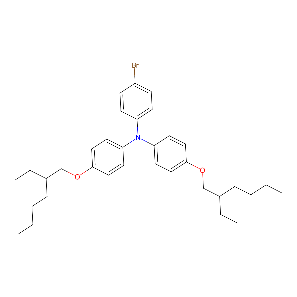4-Bromo-N,N-bis(4-((2-ethylhexyl)oxy)phenyl)aniline molecular structure, CAS 1192035-51-0