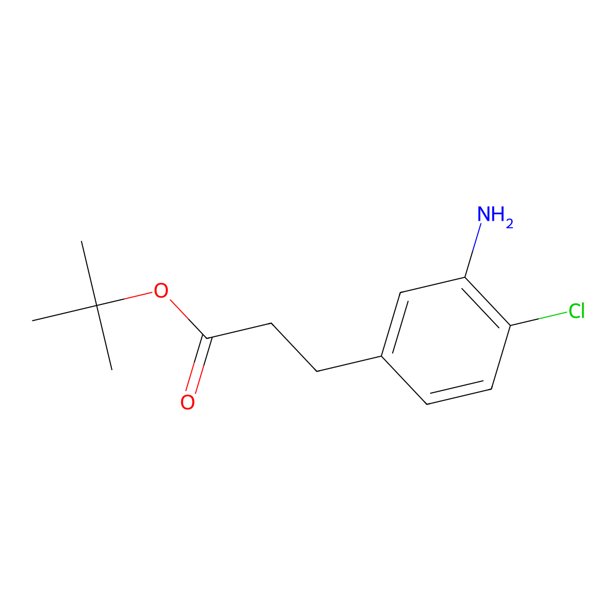 Tert-butyl 3-(3-amino-4-chlorophenyl)propanoate molecular structure, CAS 1192040-21-3