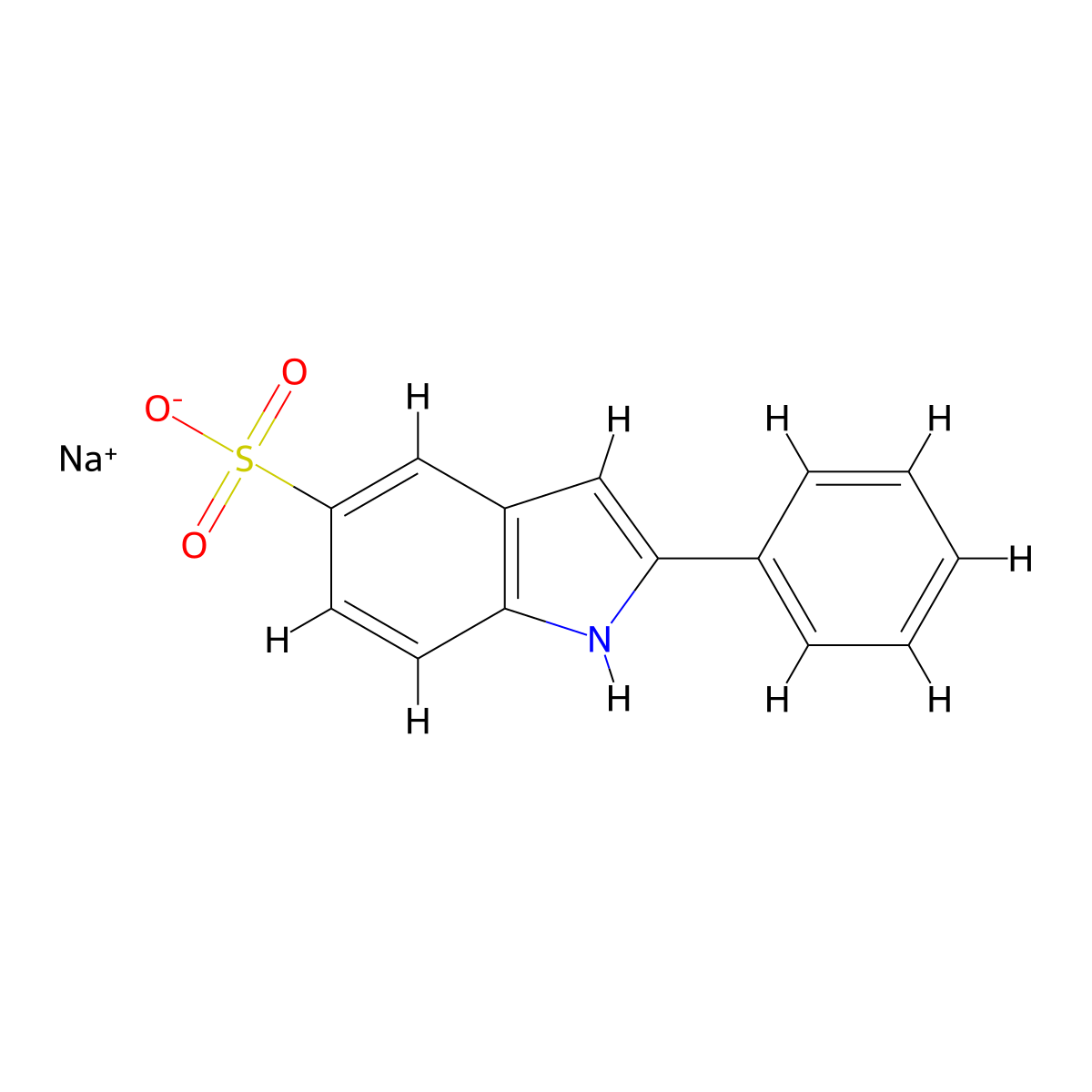 1h-indole-5-sulfonic acid, 2-phenyl-, monosodium salt molecular structure, CAS 119205-39-9