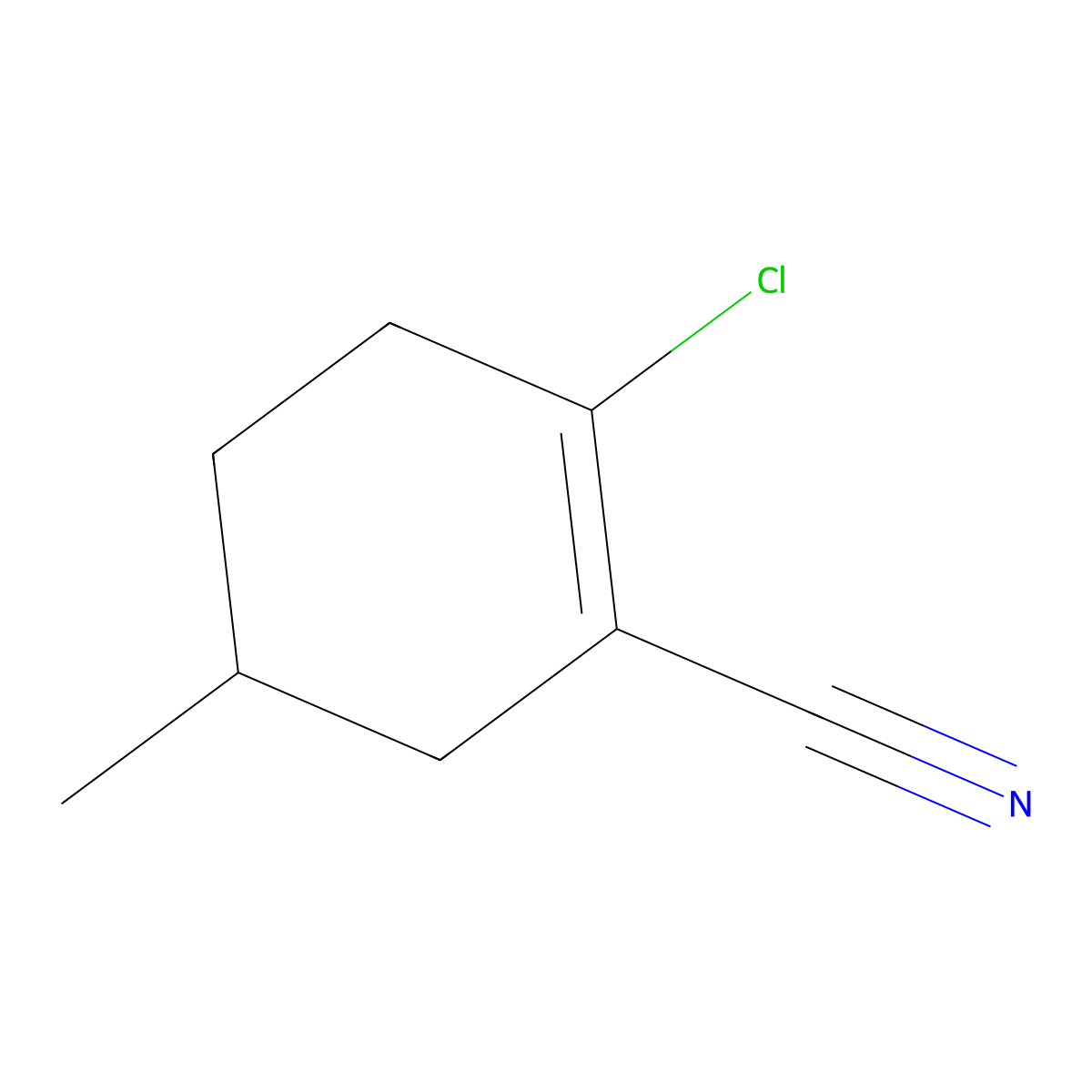 2-Chloro-5-methylcyclohex-1-ene-1-carbonitrile molecular structure, CAS 119205-42-4