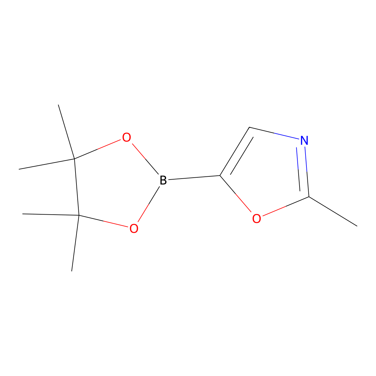 2-Methyl-5-(tetramethyl-1,3,2-dioxaborolan-2-yl)-1,3-oxazole molecular structure, CAS 1192056-62-4