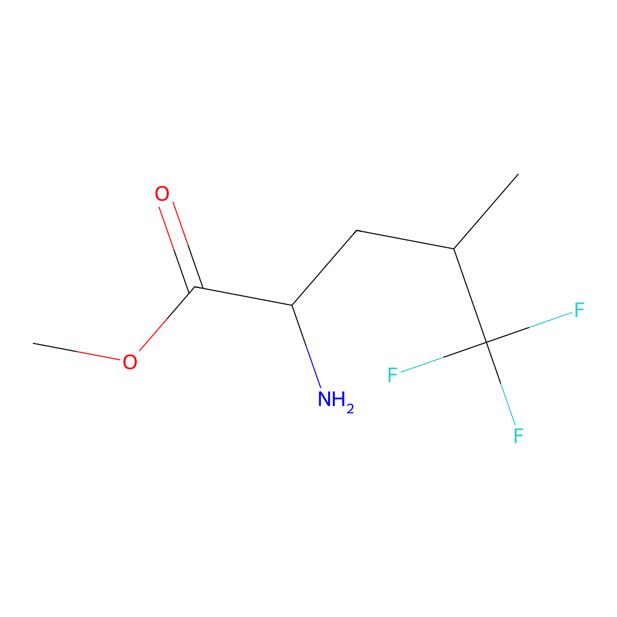 Methyl 2-amino-5,5,5-trifluoro-4-methylpentanoate molecular structure, CAS 1192057-23-0