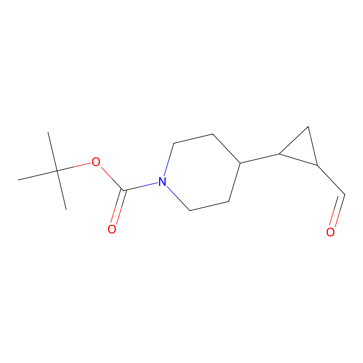 rac-tert-butyl 4-[(1R,2S)-2-formylcyclopropyl]piperidine-1-carboxylate molecular structure, CAS 1192063-97-0