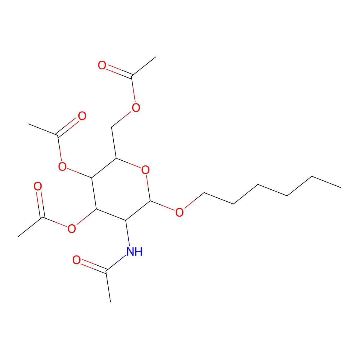 (5-Acetamido-3,4-diacetyloxy-6-hexoxyoxan-2-yl)methyl acetate molecular structure, CAS 1192067-80-3