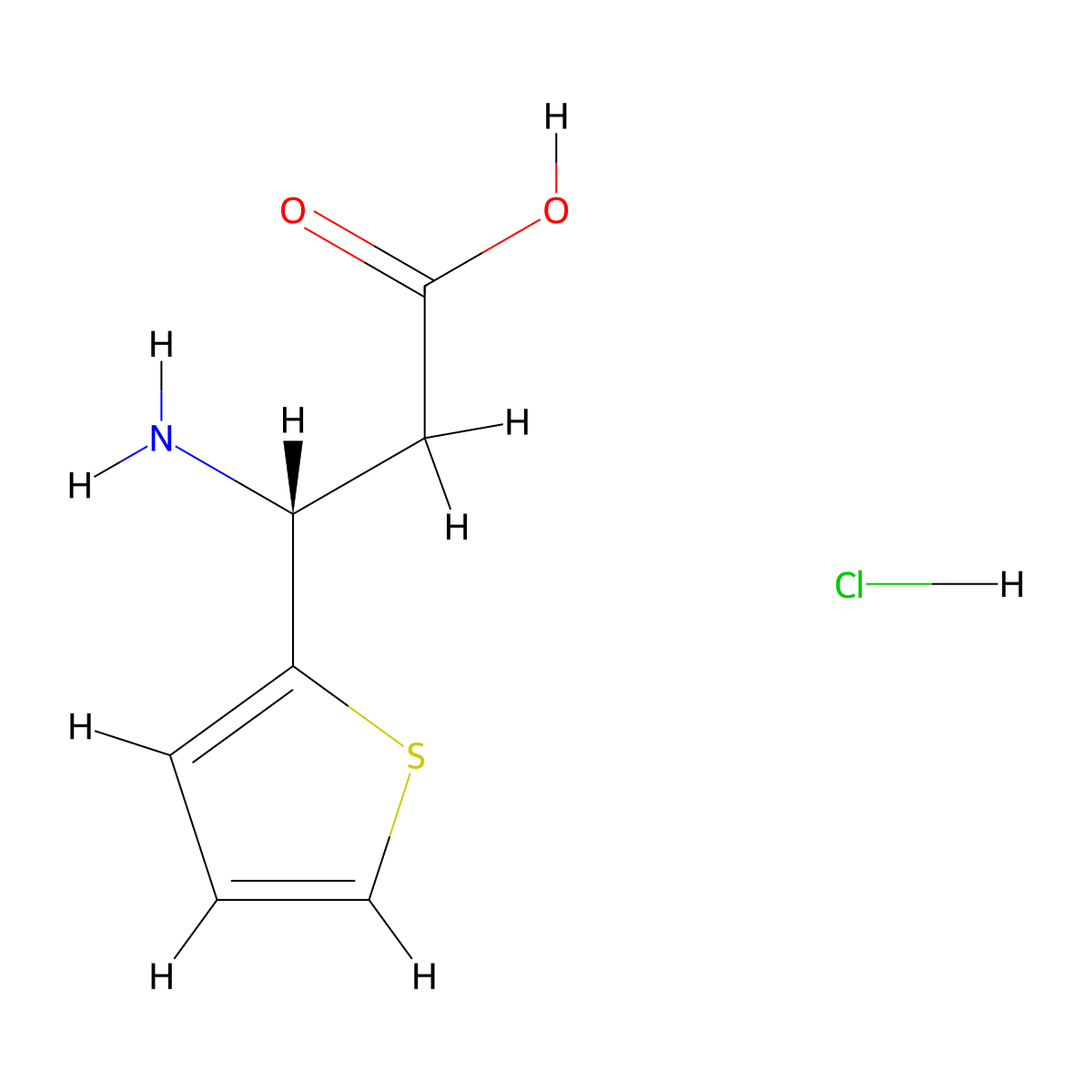 (R)-3-Amino-3-(thiophen-2-yl)propanoic acid hydrochloride molecular structure, CAS 1192069-07-0