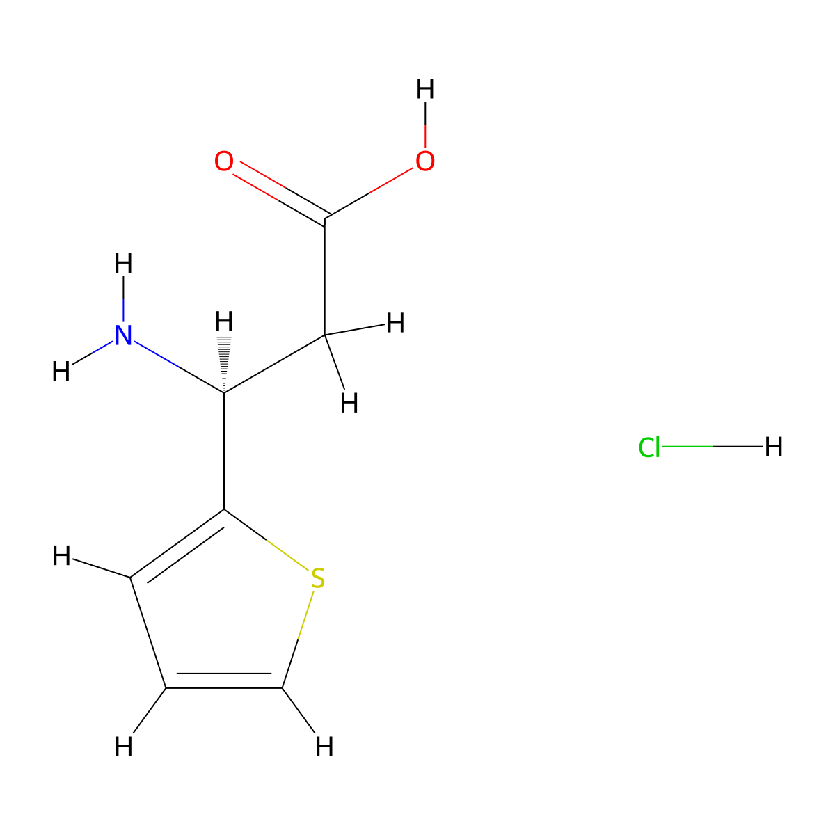 (S)-3-Amino-3-(thiophen-2-yl)propanoic acid hydrochloride molecular structure, CAS 1192069-13-8