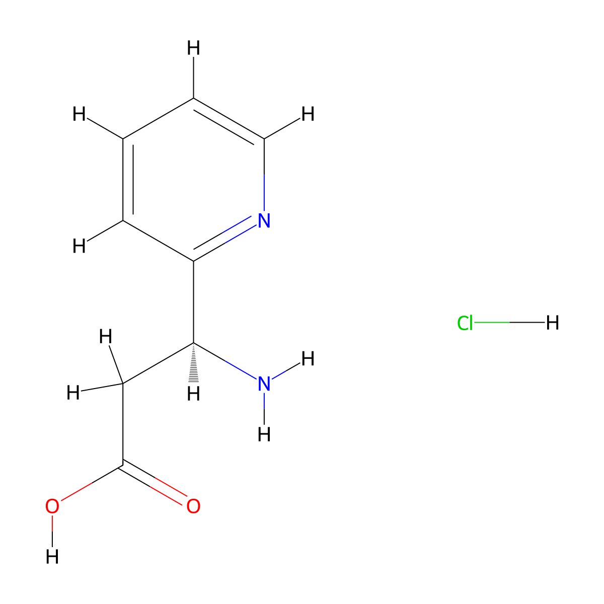 (S)-3-Amino-3-(pyridin-2-yl)propanoic acid hydrochloride molecular structure, CAS 1192069-14-9