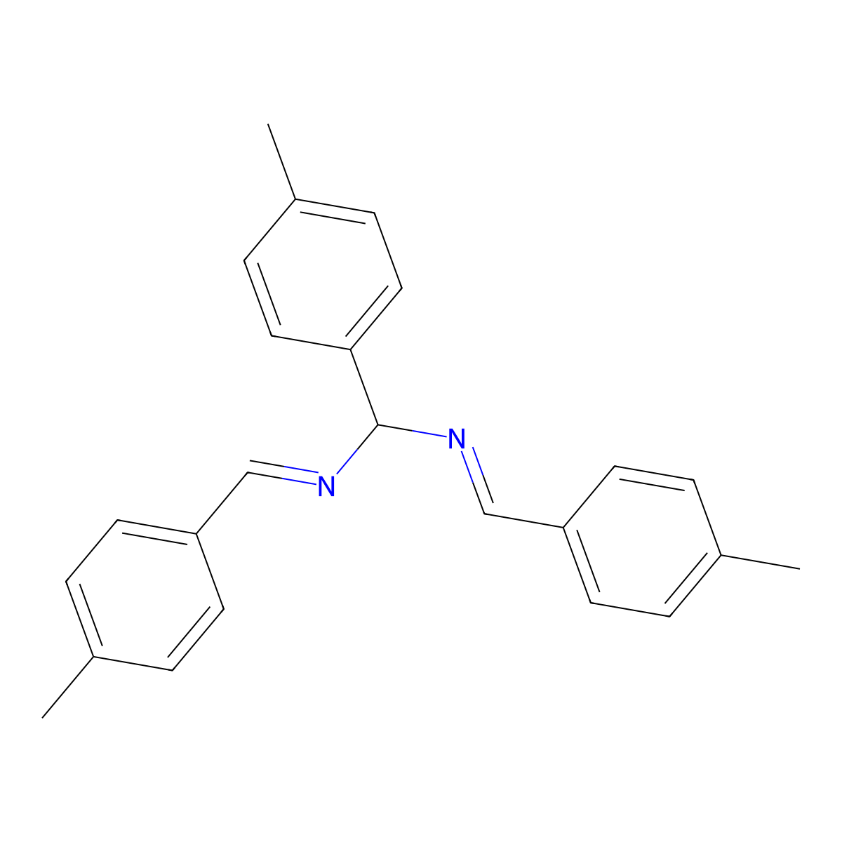 (E)-[(4-Methylphenyl)[(E)-[(4-methylphenyl)methylidene]amino]methyl][(4-methylphenyl)methylidene]amine molecular structure, CAS 119208-79-6