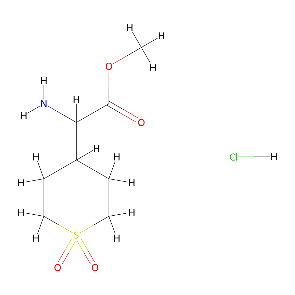 Methyl 2-Amino-2-(1,1-dioxido-4-tetrahydrothiopyranyl)acetate Hydrochloride molecular structure, CAS 1192109-58-2