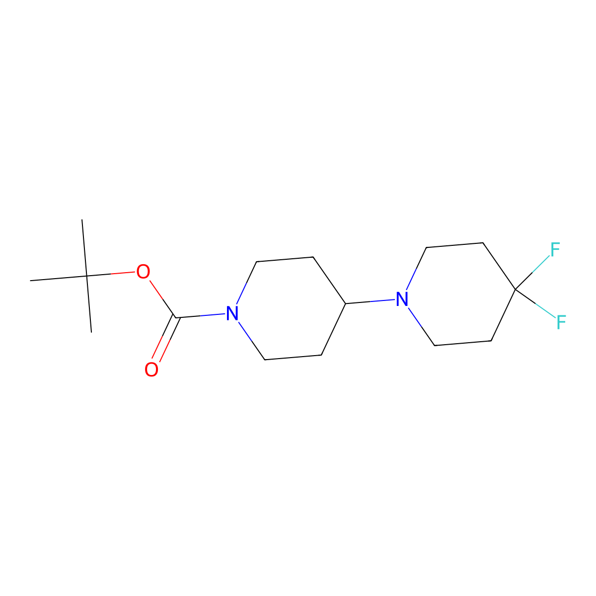 tert-Butyl 4,4-difluoro-[1,4'-bipiperidine]-1'-carboxylate molecular structure, CAS 1192122-56-7