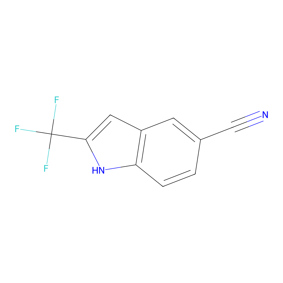 2-(trifluoromethyl)-1H-indole-5-carbonitrile molecular structure, CAS 1192152-65-0