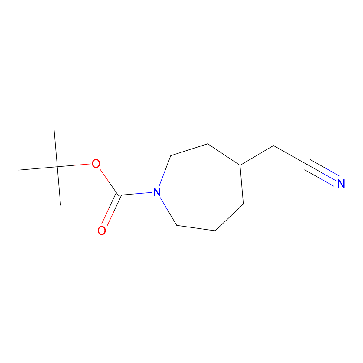 Tert-butyl 4-(cyanomethyl)azepane-1-carboxylate molecular structure, CAS 1192164-85-4