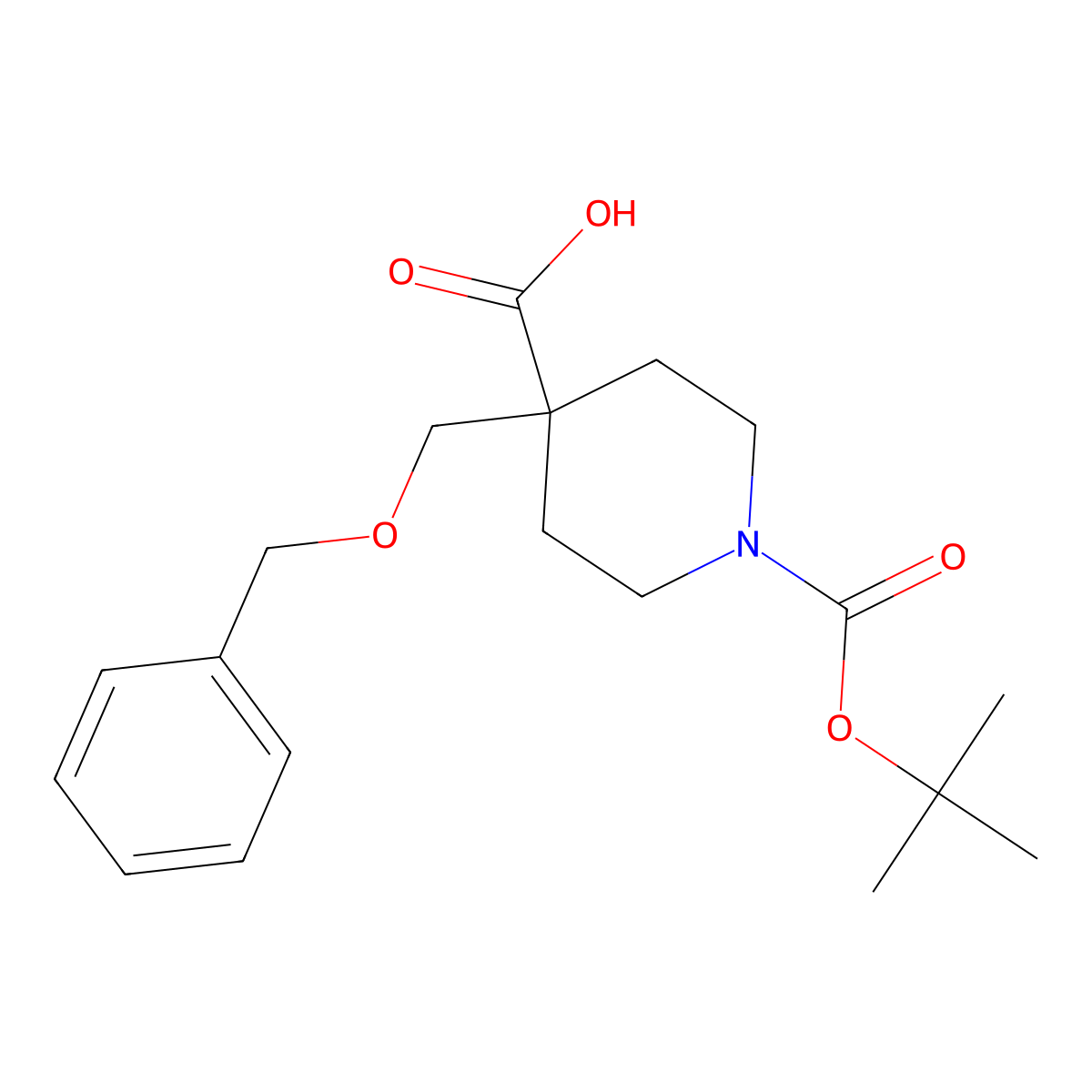 1-Boc-4-[(benzyloxy)methyl]-4-piperidinecarboxylic acid molecular structure, CAS 1192189-52-8