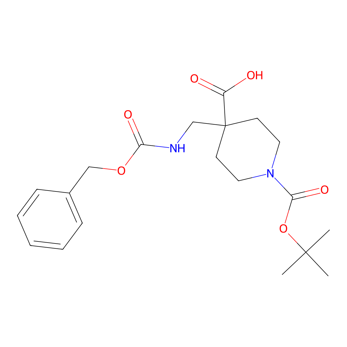 4-({[(Benzyloxy)carbonyl]amino}methyl)-1-[(tert-butoxy)carbonyl]piperidine-4-carboxylic acid molecular structure, CAS 1192189-66-4