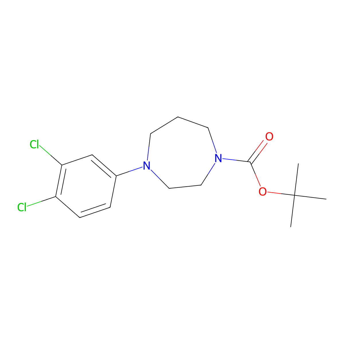 Tert-butyl 4-(3,4-dichlorophenyl)-1,4-diazepane-1-carboxylate molecular structure, CAS 1192191-33-5