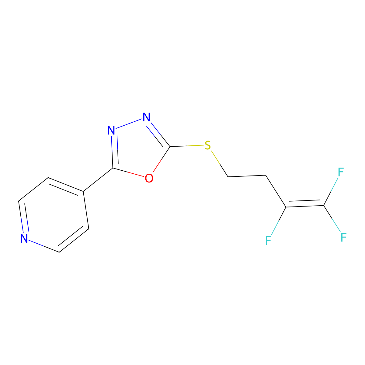 4-{5-[(3,4,4-Trifluoro-3-butenyl)sulfanyl]-1,3,4-oxadiazol-2-yl}pyridine molecular structure, CAS 119221-84-0