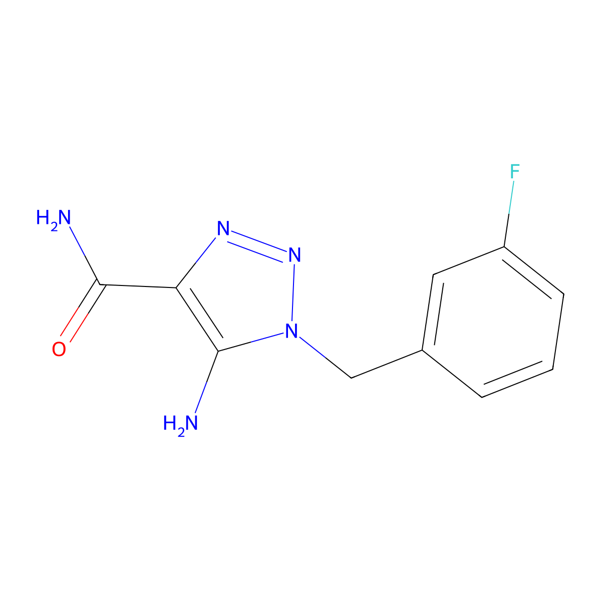 5-amino-1-(3-fluorobenzyl)-1H-1,2,3-triazole-4-carboxamide molecular structure, CAS 119222-38-7