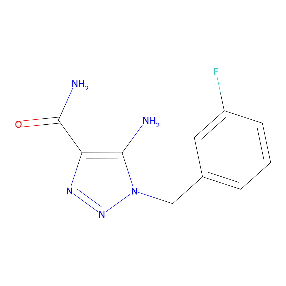 5-amino-1-(3-fluorobenzyl)-1H-1,2,3-triazole-4-carboxamide molecular structure, CAS 119222-38-7