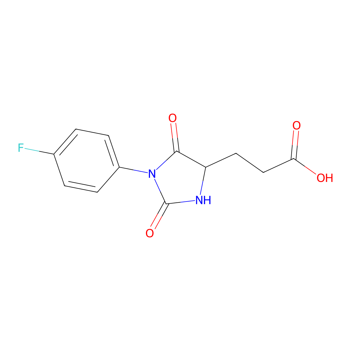 3-[1-(4-Fluorophenyl)-2,5-dioxoimidazolidin-4-yl]propanoic acid molecular structure, CAS 1192224-29-5