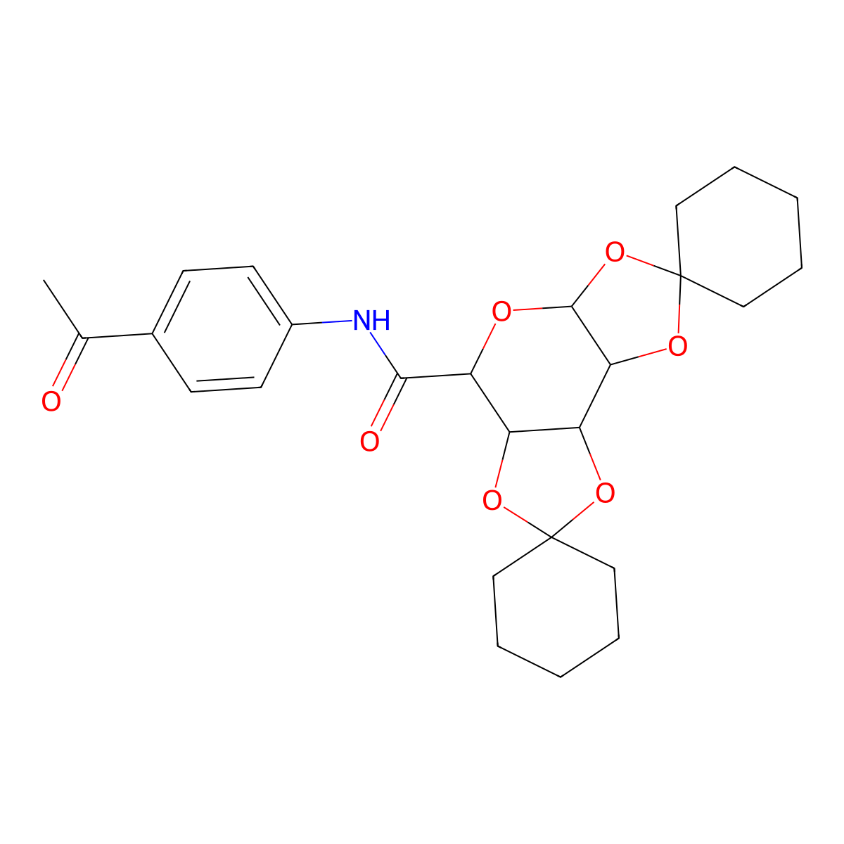 N-(4-acetylphenyl)dispiro[cyclohexane-1,4'-[3,5,7,10,12]pentaoxatricyclo[7.3.0.0^{2,6}]dodecane-11',1''-cyclohexane]-8'-carboxamide molecular structure, CAS 1192224-98-8