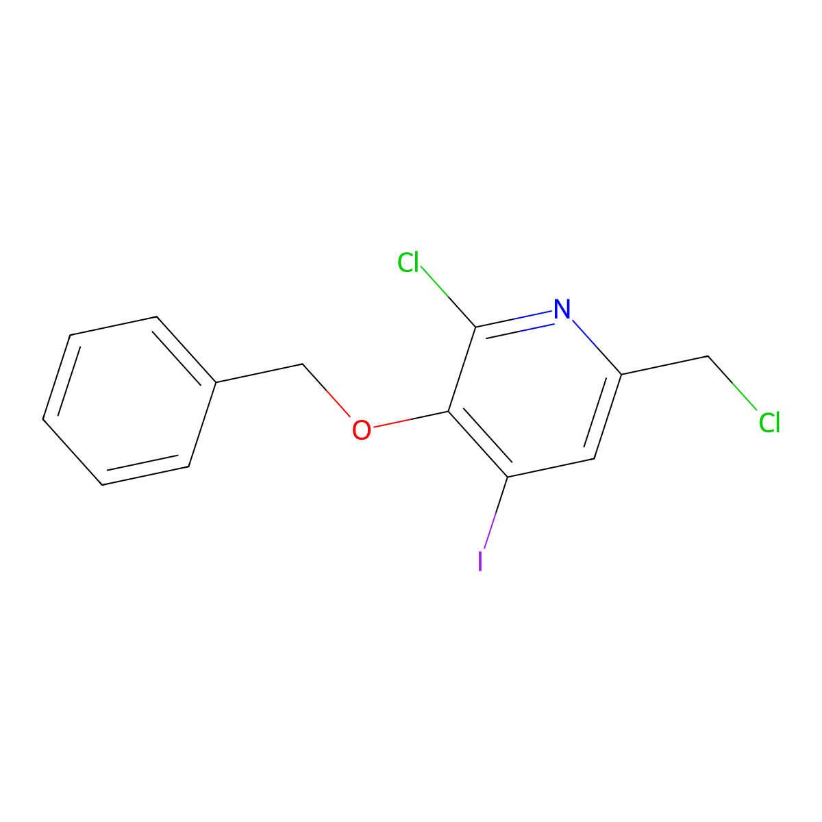 3-(Benzyloxy)-2-chloro-6-(chloromethyl)-4-iodopyridine molecular structure, CAS 1192263-74-3