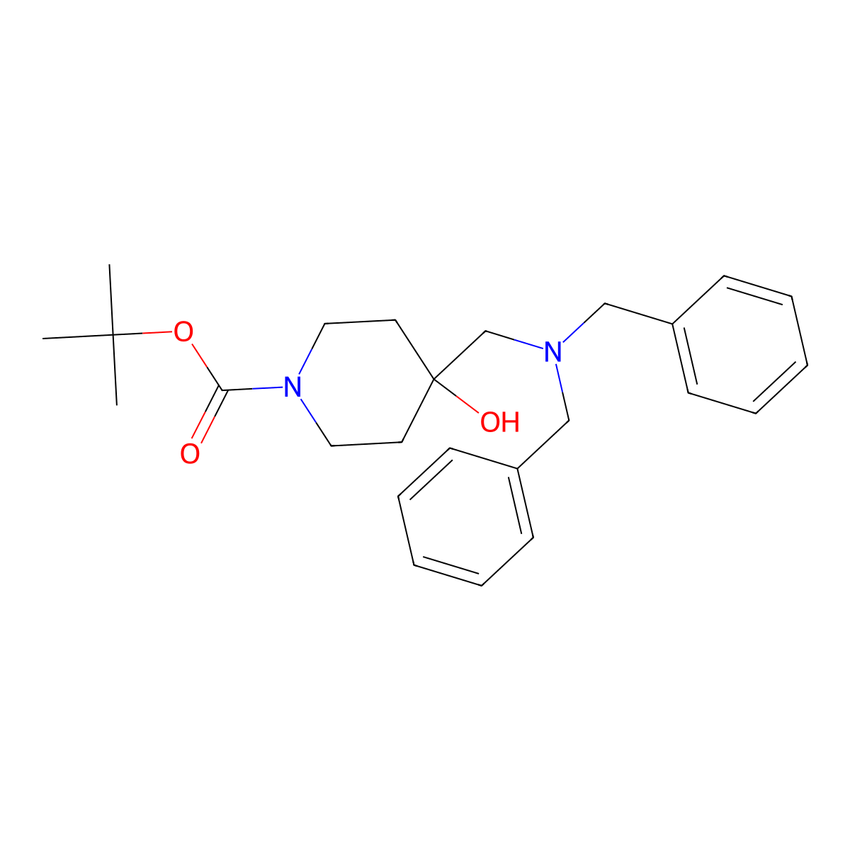 tert-butyl 4-[(dibenzylamino)methyl]-4-hydroxytetrahydro-1(2H)-pyridinecarboxylate molecular structure, CAS 1192263-81-2