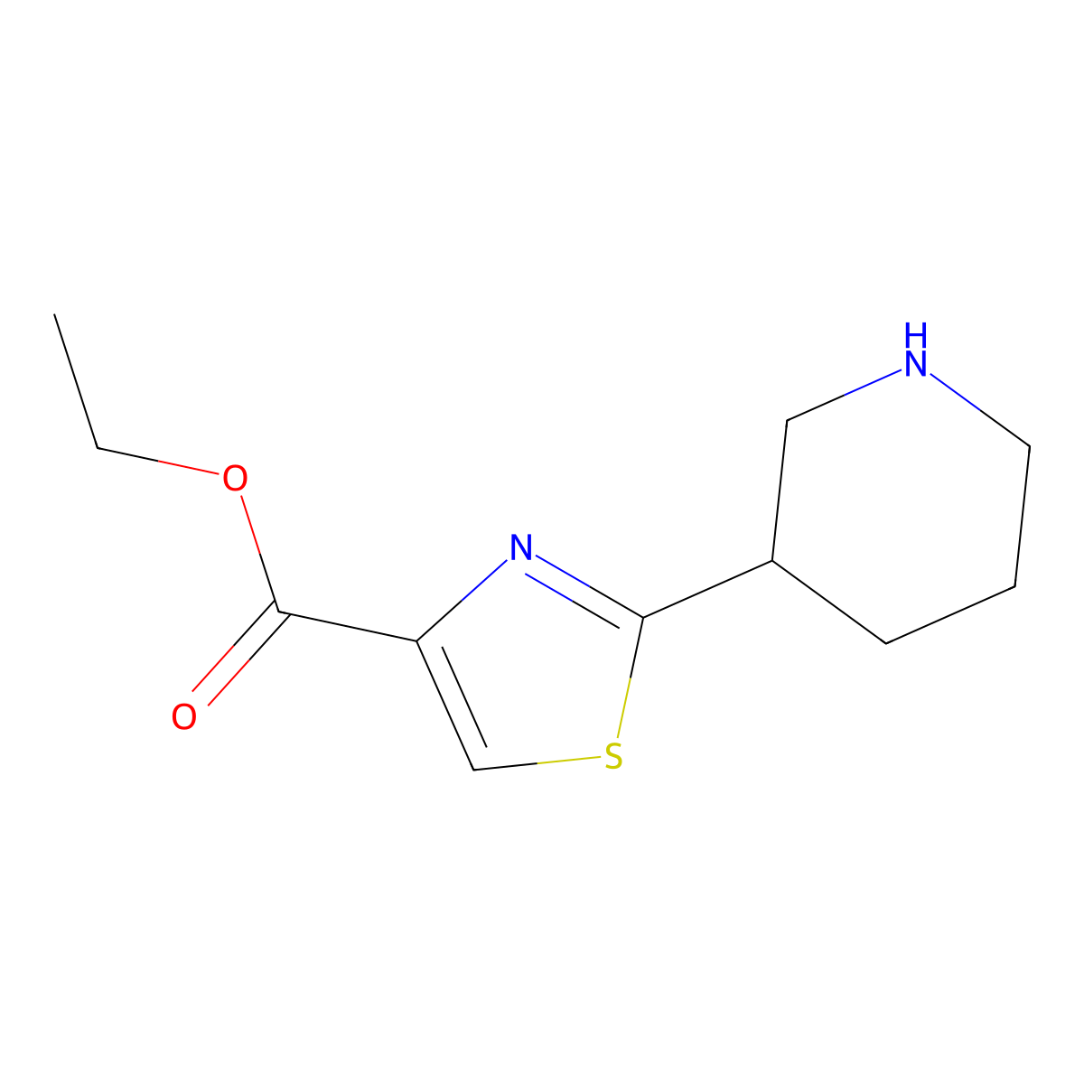 Ethyl 2-(piperidin-3-yl)-1,3-thiazole-4-carboxylate molecular structure, CAS 1192274-83-1