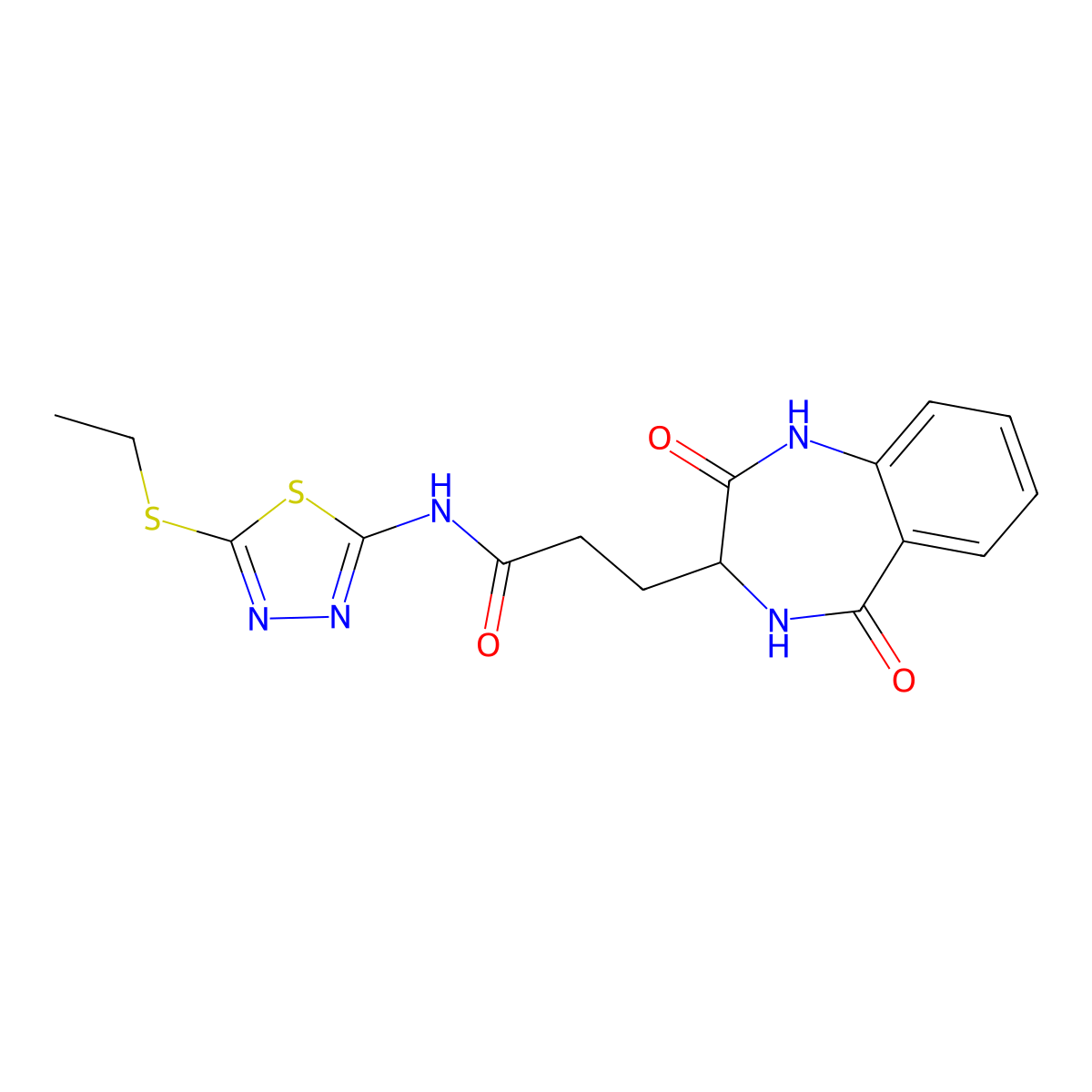 3-(2,5-dioxo-2,3,4,5-tetrahydro-1H-benzo[e][1,4]diazepin-3-yl)-N-(5-(ethylthio)-1,3,4-thiadiazol-2-yl)propanamide molecular structure, CAS 1192279-05-2