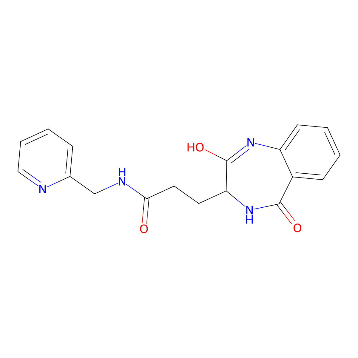 3-(2-hydroxy-5-oxo-4,5-dihydro-3H-1,4-benzodiazepin-3-yl)-N-(pyridin-2-ylmethyl)propanamide molecular structure, CAS 1192279-09-6